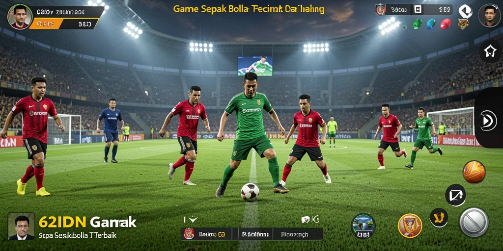 Screenshot gameplay 62IDN menampilkan aksi seru di lapangan sepak bola.