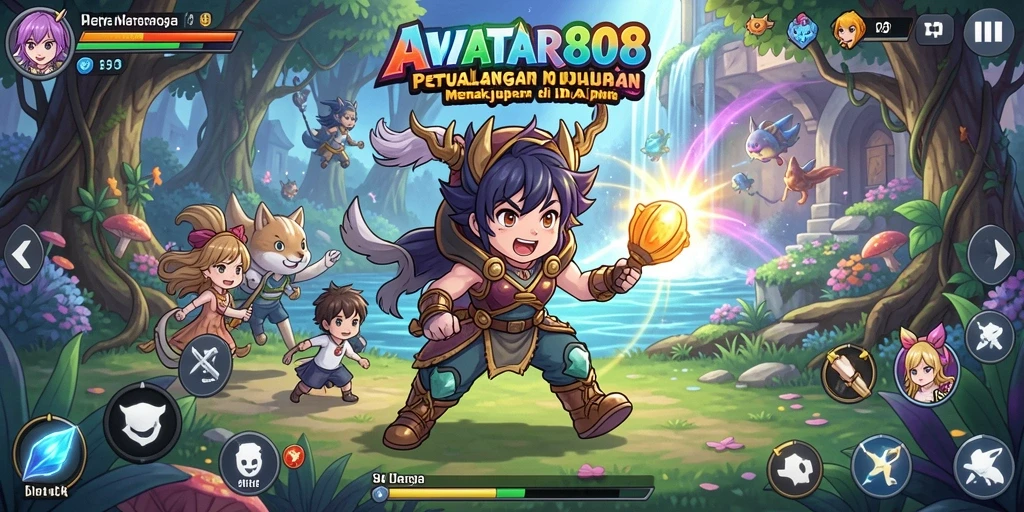 Tampilan gameplay menakjubkan dalam AVATAR808 dengan karakter anime yang beraksi.