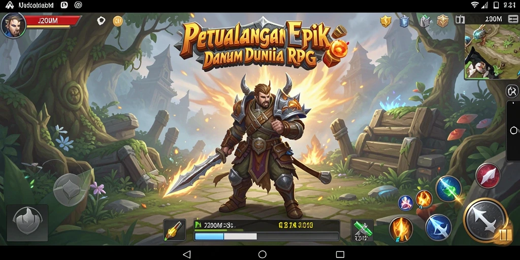 Tangkapan layar menampilkan pertempuran seru dalam game RPG J200M.