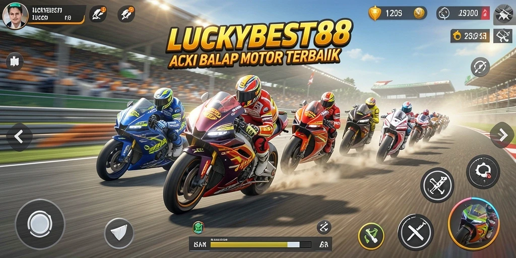Tampilan gameplay balap motor yang mendebarkan di LUCKYBEST88.