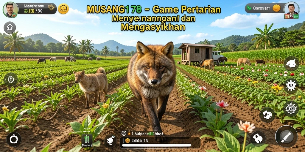 Tampilan gameplay <strong>MUSANG178</strong> dengan aktivitas pertanian yang seru.