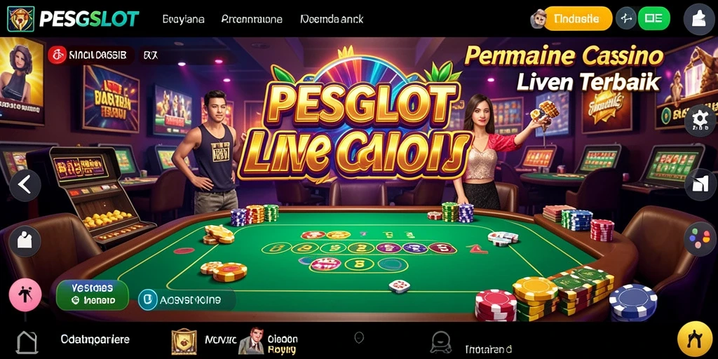 Tampilan gameplay PESGSLOT dengan dealer live dan interaksi pemain.