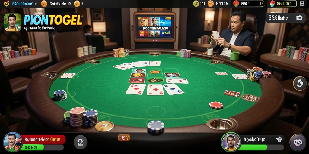 Tampilan gameplay menarik dari PIONTOGEL dengan suasana poker yang mendebarkan.